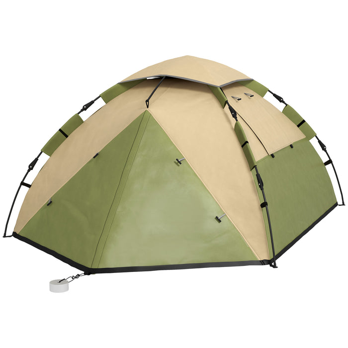 3-4 Man Camping Tent, Family Tent, 2000mm Waterproof, Portable with Bag, Quick Setup, Green