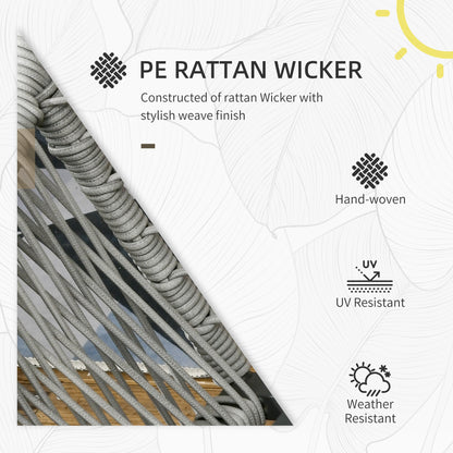 5 Piece Rattan Garden Furniture Set with Sofa, Coffee Table, Grey