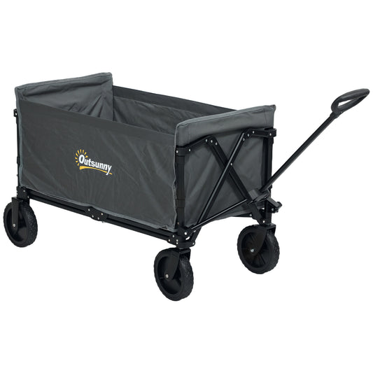 120L Folding Collapsible Wagon with Adjustable Handle, Grey