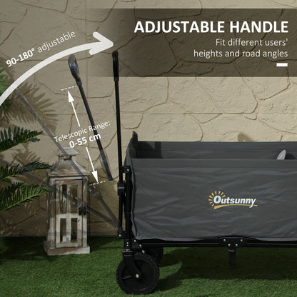 120L Folding Collapsible Wagon with Adjustable Handle, Grey