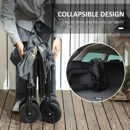 120L Folding Collapsible Wagon with Adjustable Handle, Grey