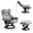 PU Leather Manual Reclining Armchair Footstool Padded Seat Light Grey