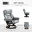 PU Leather Manual Reclining Armchair Footstool Padded Seat Light Grey