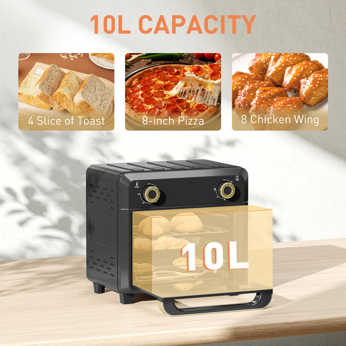 10L Air Fryer Oven, Electric Oven, Grill, Roast, Bake, 1000W, Black