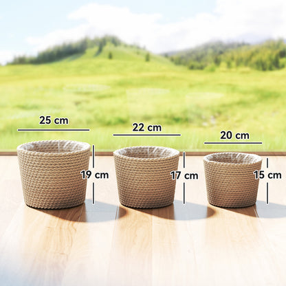 Seagrass Plant Pots Flower Planters Bohemian Style Set of 3 Natural
