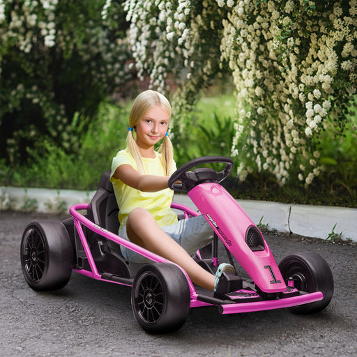 24V Electric Go Kart for Kids with Music, Horn Honking, Slow Start