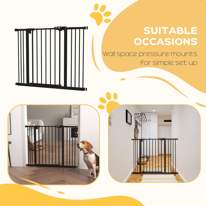 Metal 74-100cm Wide Adjustable Dog Gate Black