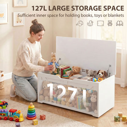 Storage Trunk for Living Room, with Safety Hinges, 100cm, White