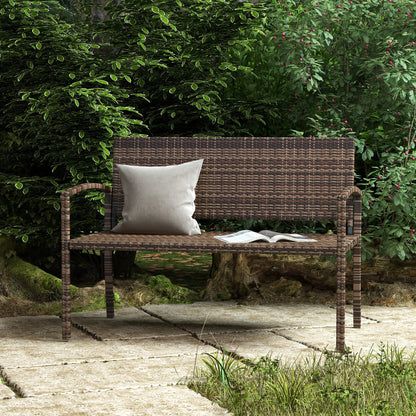 Patio Rattan 2 Seater Garden Bench Love Seat Garden Armchair Brown