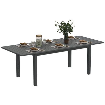 Extending Garden Table with Slatted Top, 160/220 x 90 x 73 cm, Grey
