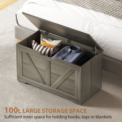 Storage Trunk with 2 Safety Hinges, 80cm, Charcoal Grey