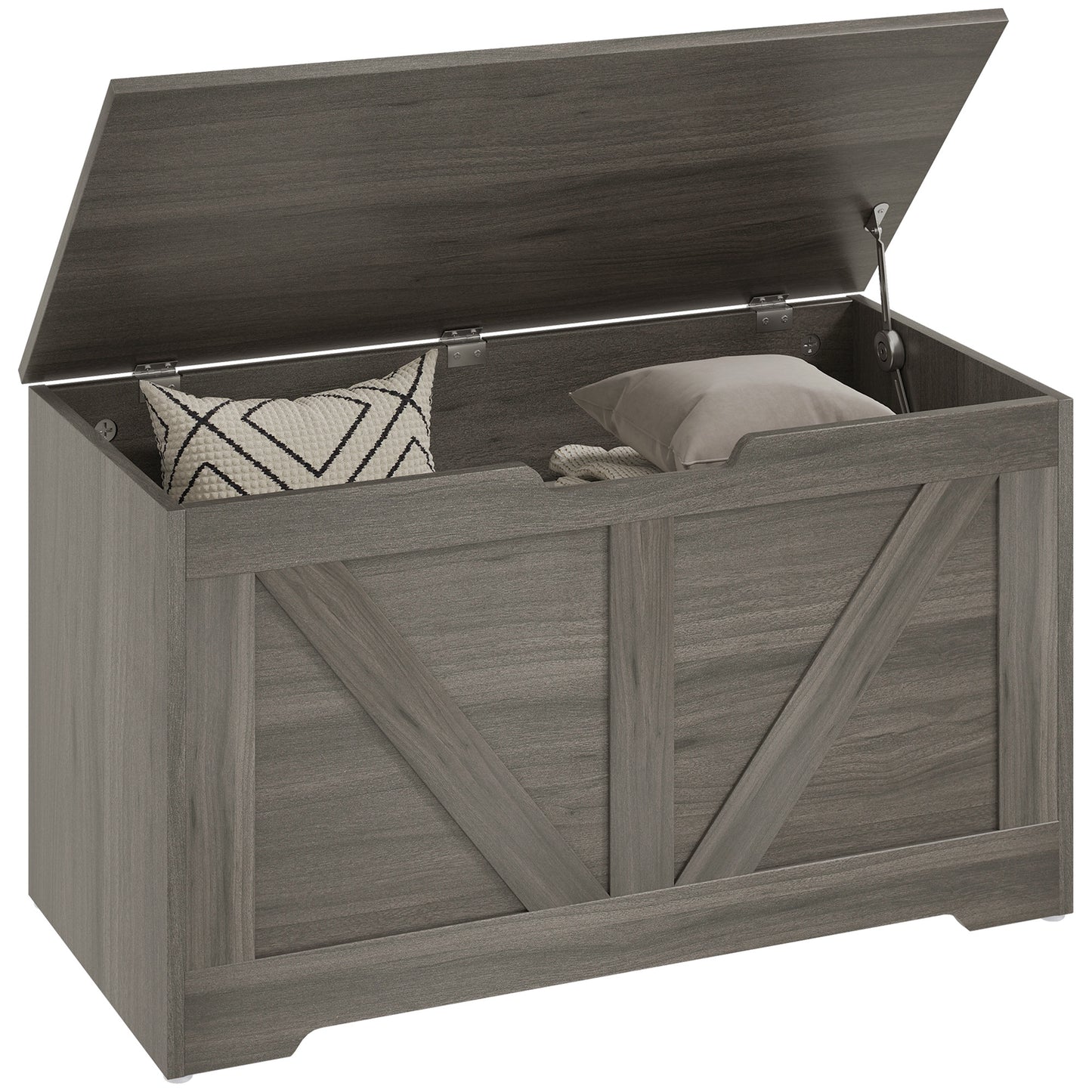 Storage Trunk with 2 Safety Hinges, 80cm, Charcoal Grey