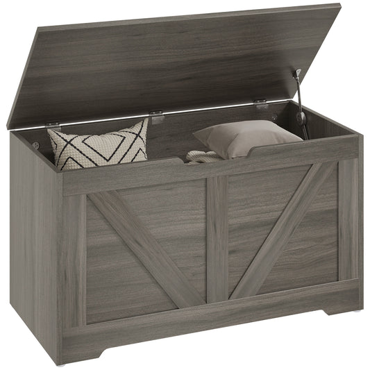 Storage Trunk with 2 Safety Hinges, 80cm, Charcoal Grey