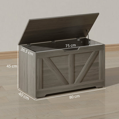 Storage Trunk with 2 Safety Hinges, 80cm, Charcoal Grey