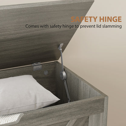 Storage Trunk with 2 Safety Hinges, 80cm, Charcoal Grey