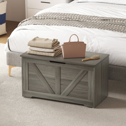 Storage Trunk with 2 Safety Hinges, 80cm, Charcoal Grey