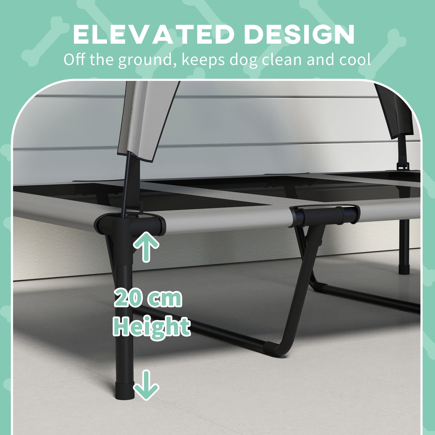 Cooling Raised Pet Bed w/ Washable Breathable Mesh, for Large Dogs, 106 x 76 x 94cm - Grey