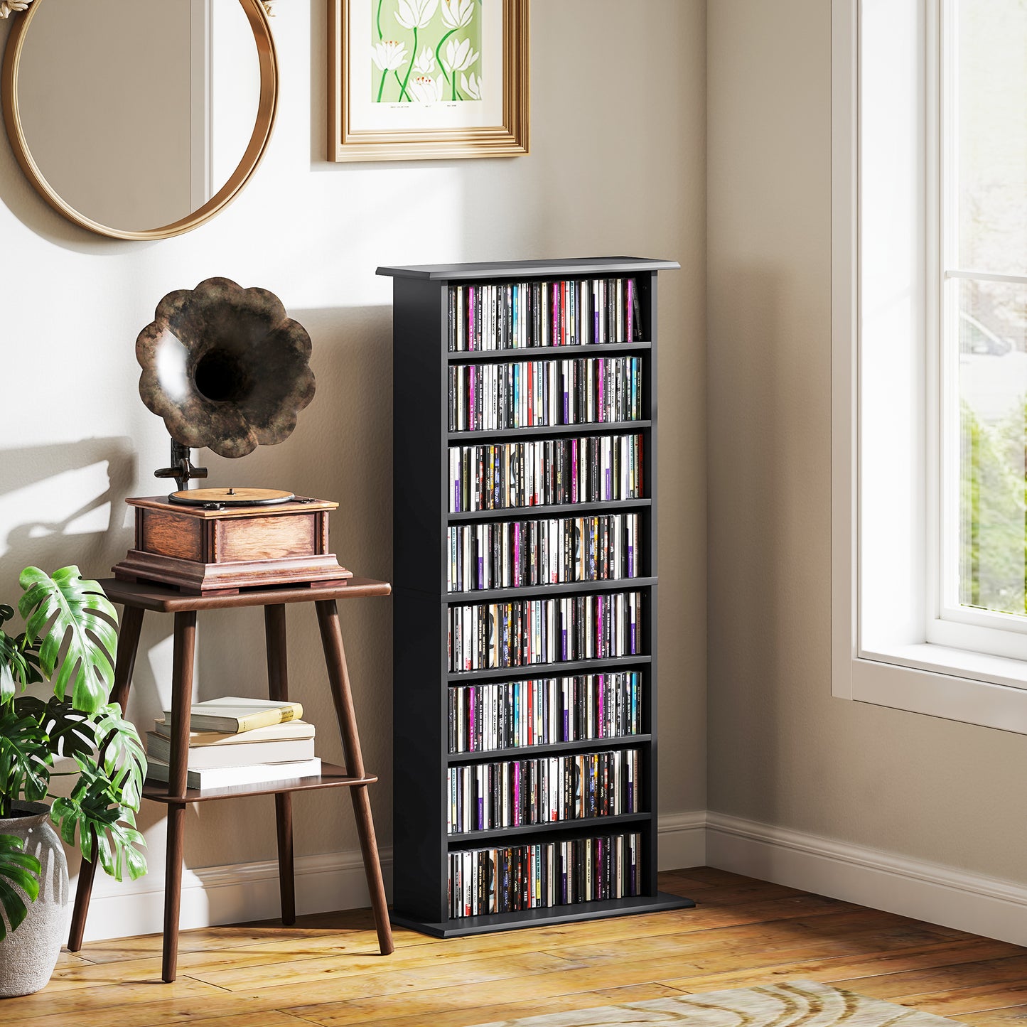 CD Storage Unit DVD Tower Blu-ray Storage Shelf for Living Room Black