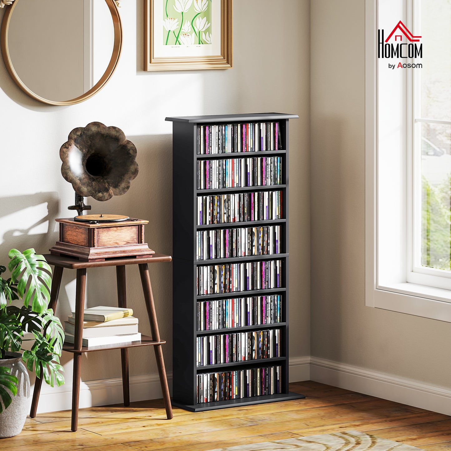 CD Storage Unit DVD Tower Blu-ray Storage Shelf for Living Room Black