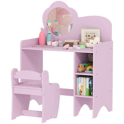 Kids Dressing Table with Mirror, Stool, Vanity Table, Purple