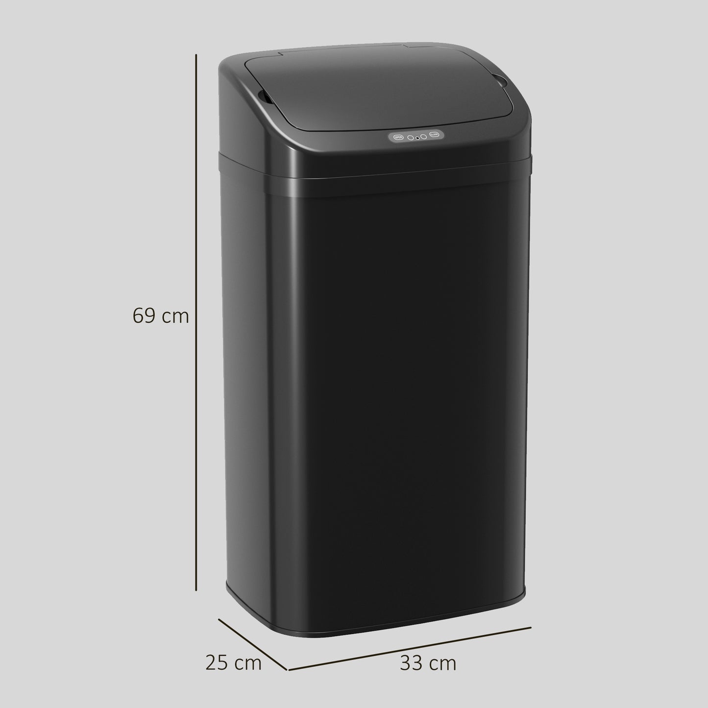 48L Sensor Bin, Stainless Steel Kitchen Bin with Automatic Soft Close Lid and Fingerprint-Proof for Recycling and Waste, Black