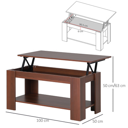 100cm Modern Lift Up Top Coffee Table Desk Hidden Storage Bottom Shelf