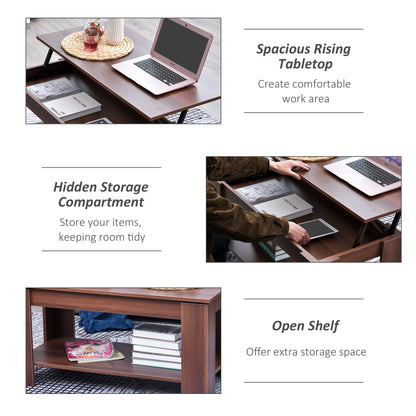 100cm Modern Lift Up Top Coffee Table Desk Hidden Storage Bottom Shelf