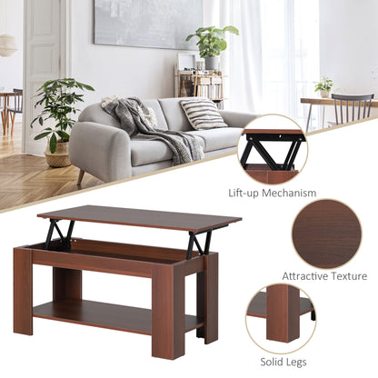 100cm Modern Lift Up Top Coffee Table Desk Hidden Storage Bottom Shelf