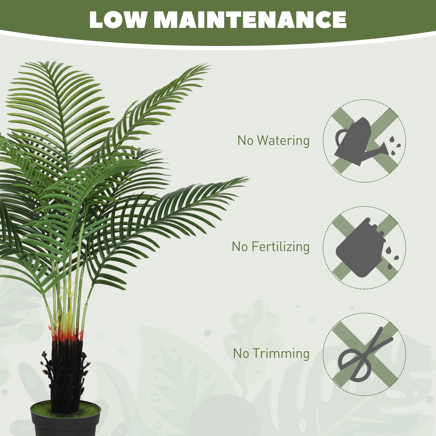 120cm Artificial Areca Palm Tree with PE Leaves and Flocked Soil