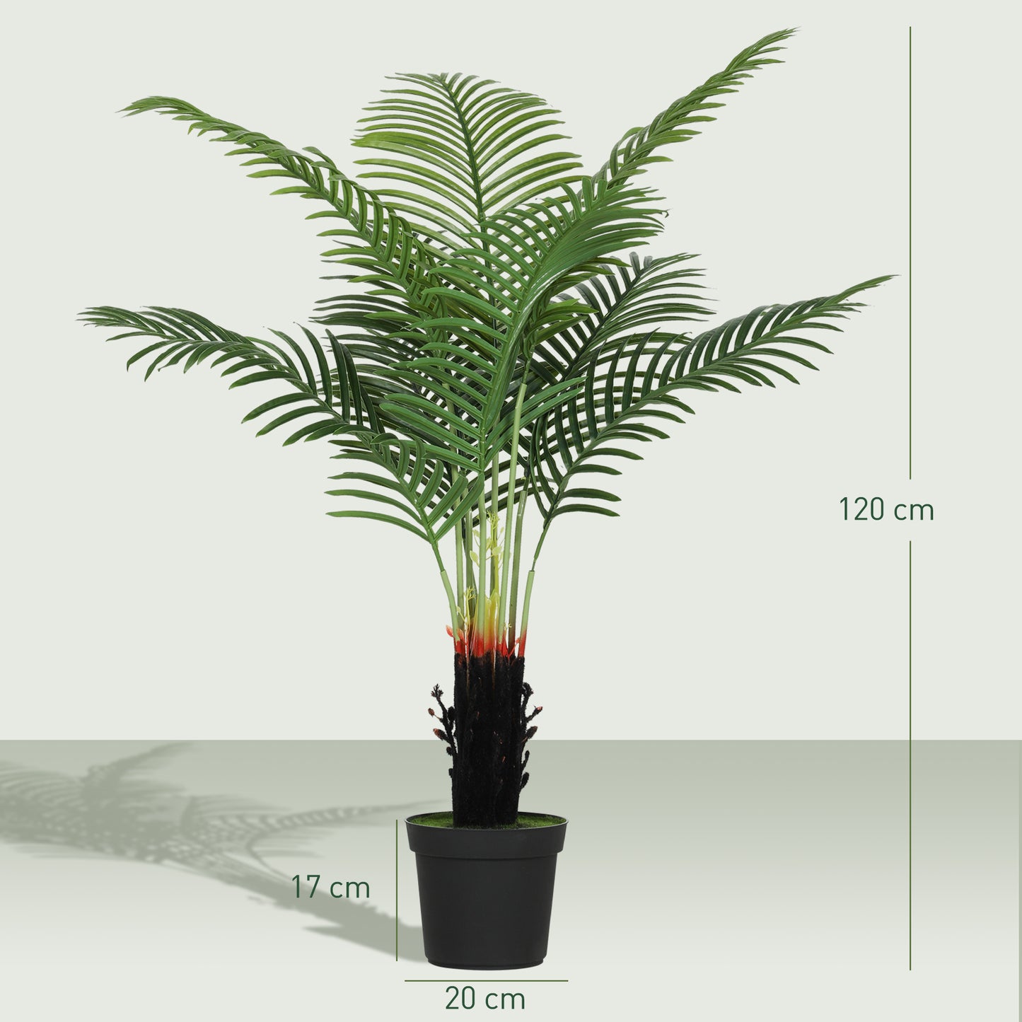 120cm Artificial Areca Palm Tree with PE Leaves and Flocked Soil