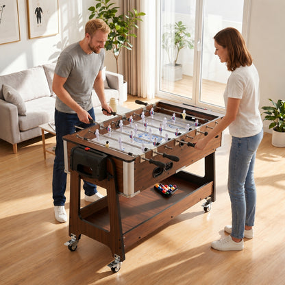 3 in 1 Reversible Multi Game Table with Lockable Wheels and Shelf