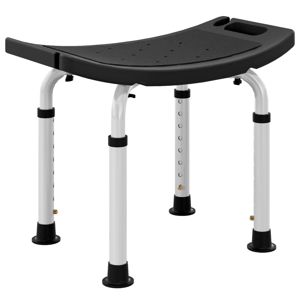 Aluminium Shower Stool w/ Adjustable Height Non-Slip Bath Stool Black