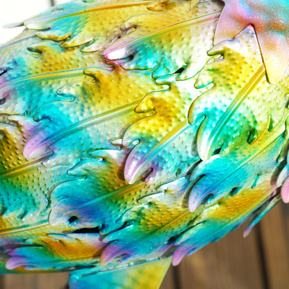 Peacock Garden Statue, Metal Garden Gift with Stakes, Multi-Colour