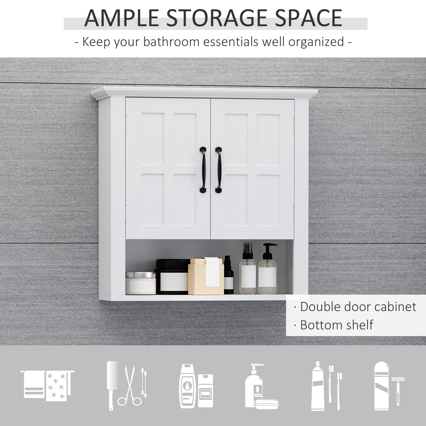 Bathroom Wall Cabinet, Medicine Cabinet w/ Adjustable Shelf, White