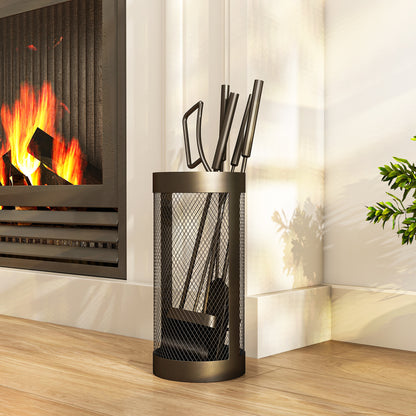 5-Piece Fireplace Companion Set, Metal Fireplace Tools Set with Brush, Shovel, Poker, Tongs and Bucket, Fireside Companion for Indoor or Outdoor Fireplaces, Chimineas, Fire Pits
