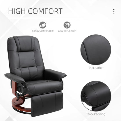 Ergonomic Office Recliner Sofa Chair PU Leather Armchair Lounger Black