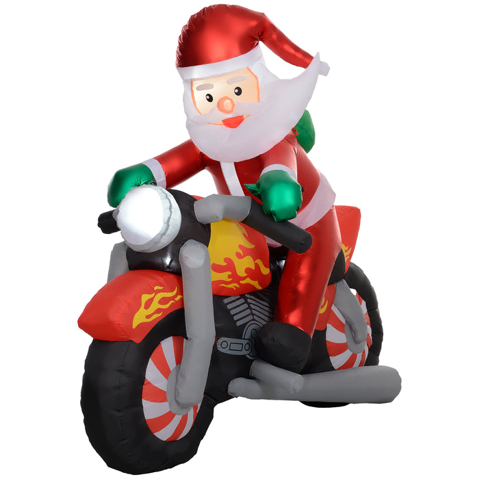 5.6FT Christmas Blow Up Santa Claus Riding Motorcycle w/ LED Lights