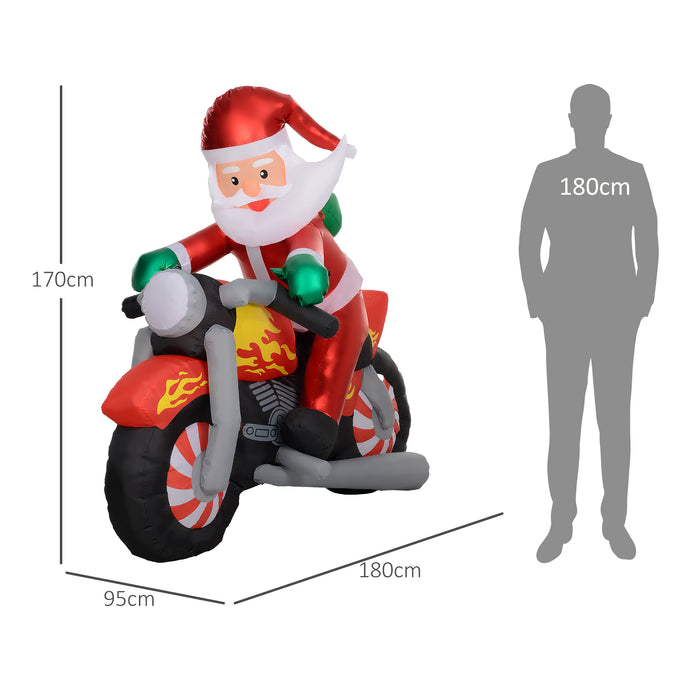 5.6FT Christmas Blow Up Santa Claus Riding Motorcycle w/ LED Lights