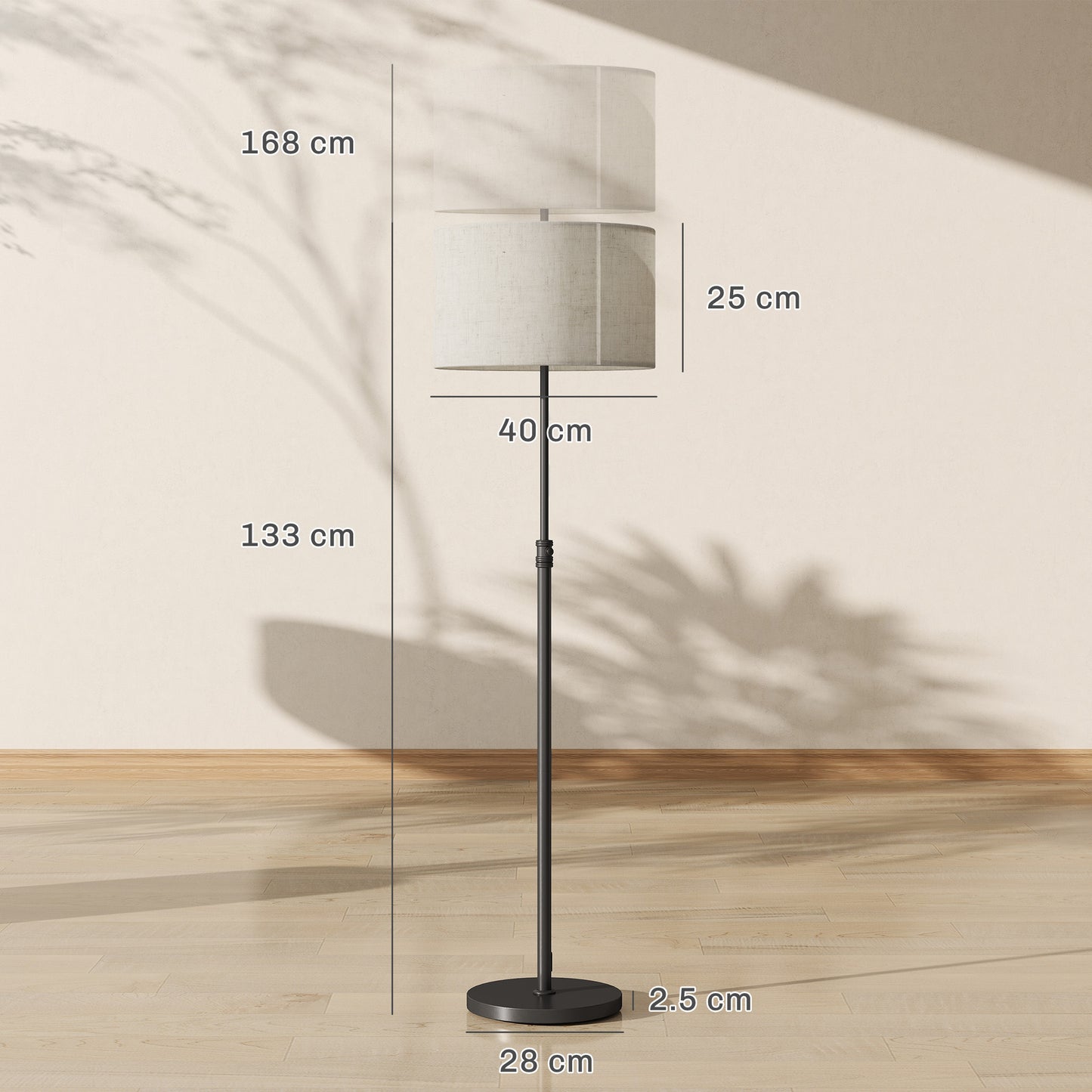 Modern Dimmable Standing Lamp with Adjustable Colour Temperatures