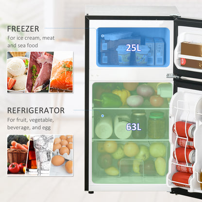88L Small Fridge Freezer with 5-Setting Thermostat, Inner Light