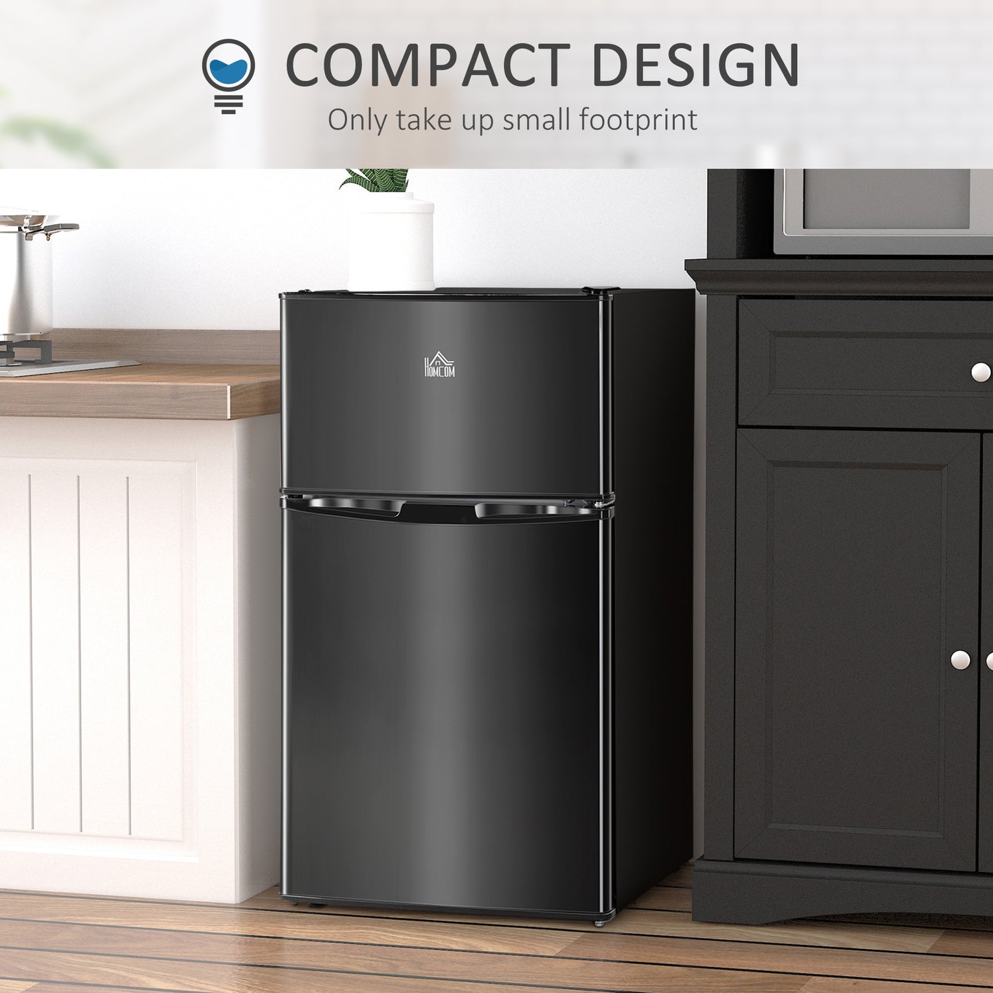 88L Small Fridge Freezer with 5-Setting Thermostat, Inner Light