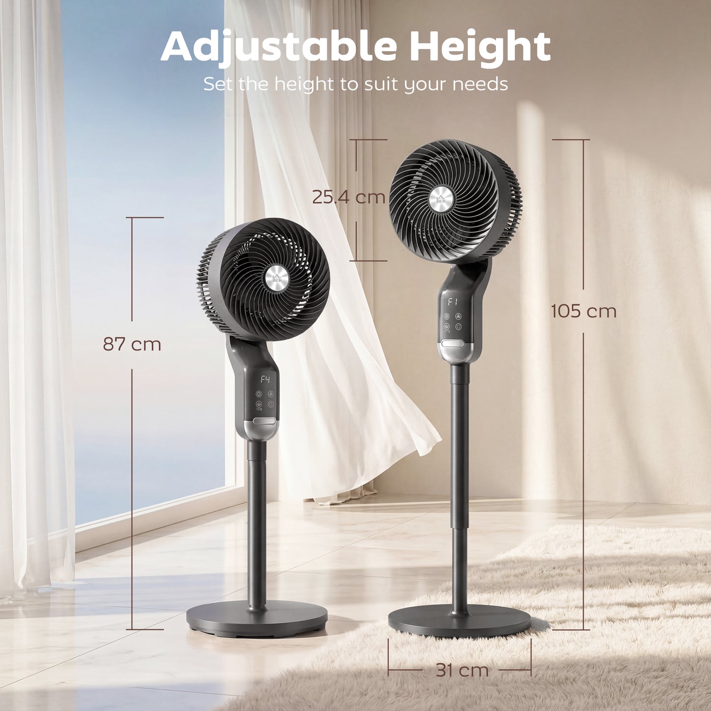 20 dB Standing Fan for Bedroom, Pedestal Fan with Oscillating