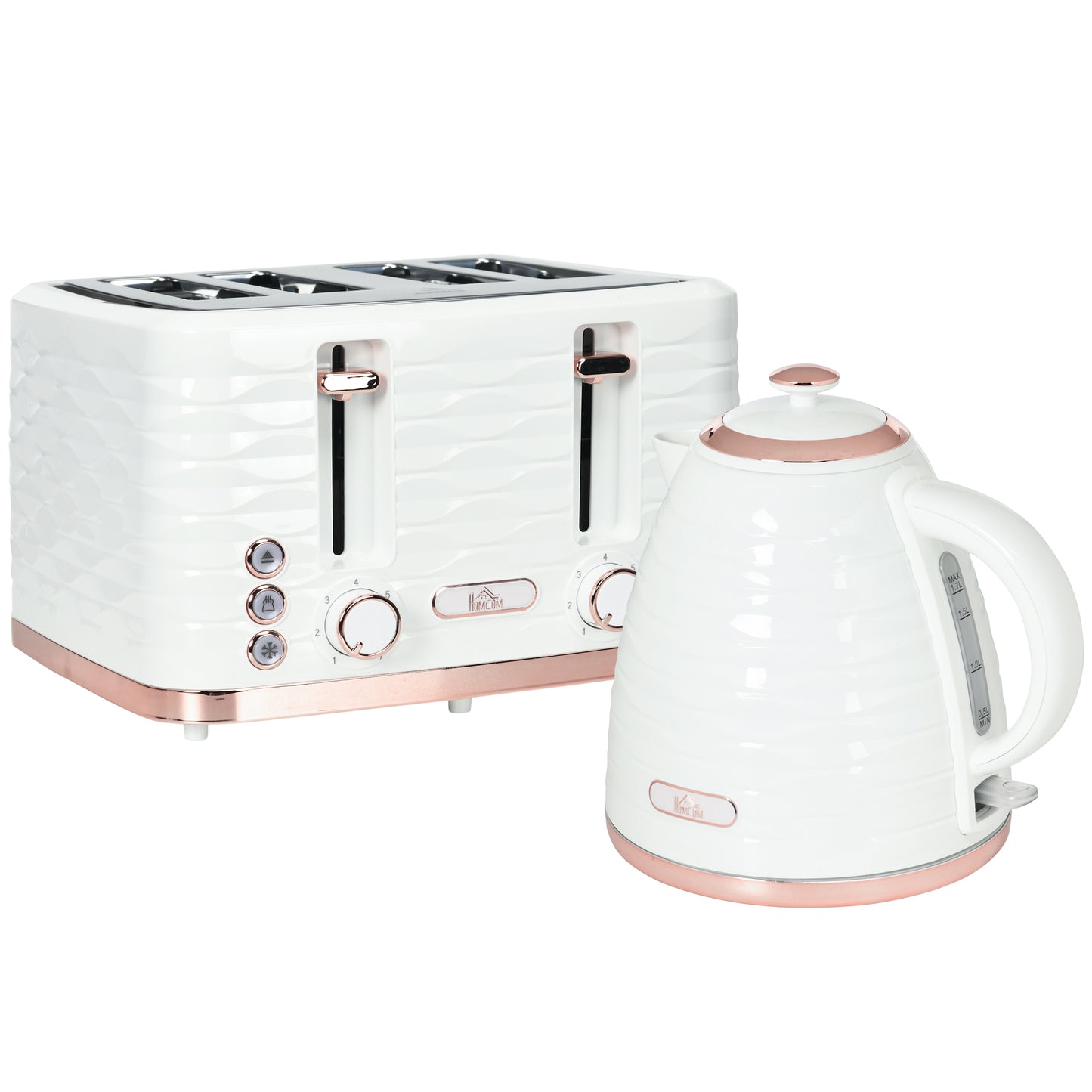Toaster with 4 Slot, 7 Browning Levels, 1600W, White Ripple