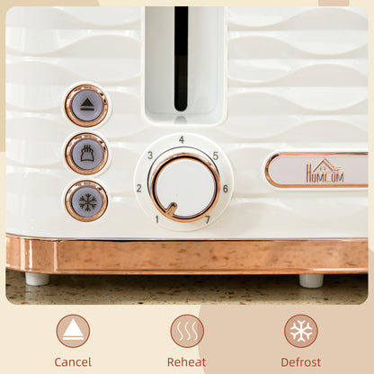 Toaster with 4 Slot, 7 Browning Levels, 1600W, White Ripple