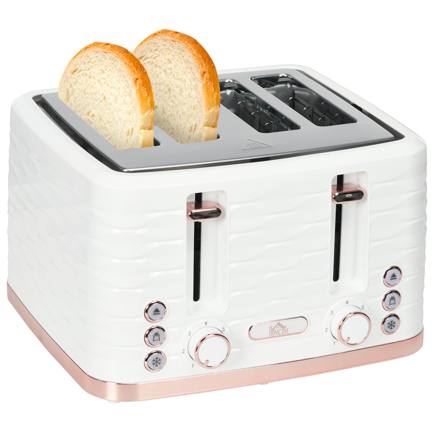 Toaster with 4 Slot, 7 Browning Levels, 1600W, White Ripple