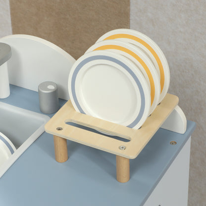 Wooden Dishwasher Playset, Kitchen Sink Toys with Accessories