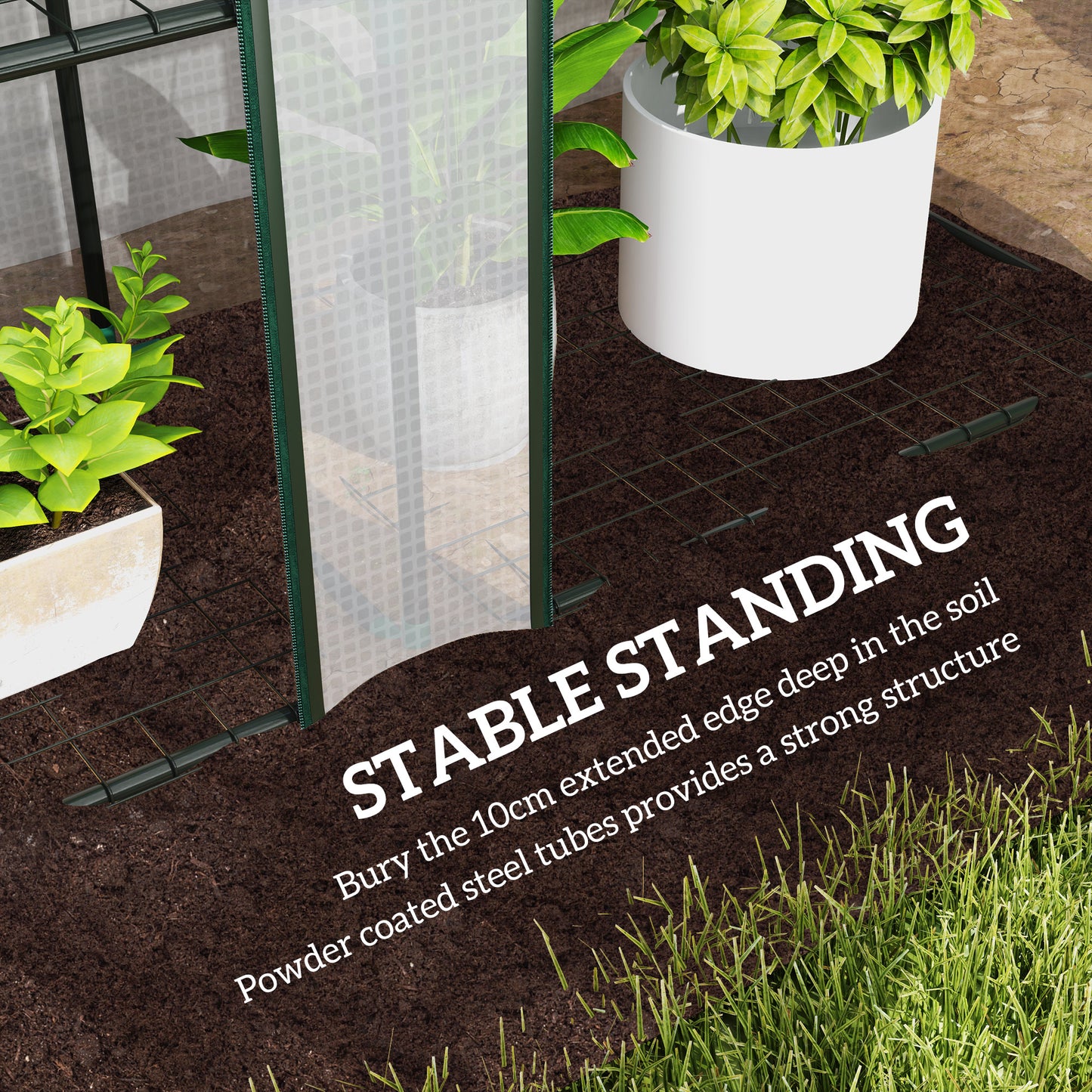 3 Tier Lean-to Mini Greenhouse with Plastic Cover, White