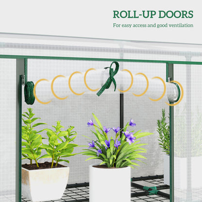 3 Tier Lean-to Mini Greenhouse with Plastic Cover, White