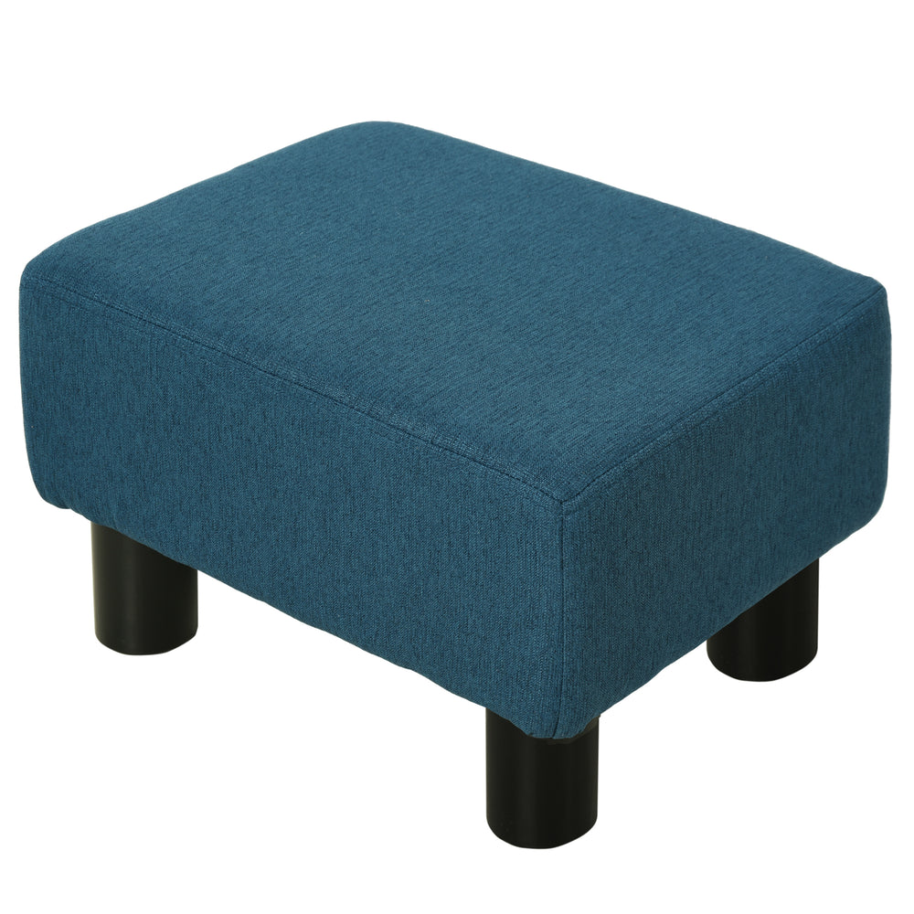 Linen Fabric Footstool Ottoman Cube with 4 Plastic Legs