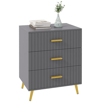 Bedroom Chest of Drawers, 3-Drawer Dresser with Aluminium Legs